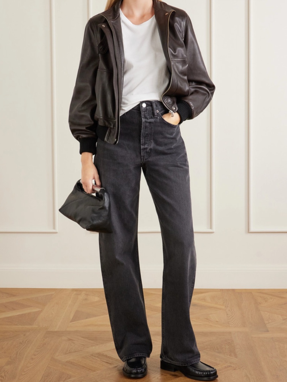Agolde Straight-Leg High-Rise Jeans in Washed Black